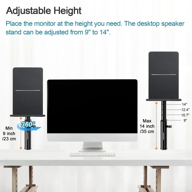 Alt view image 9 of 10 - Vondynote Set of 2 Studio Monitor Stands Desk Clamp Desktop Speaker Stands with Isolation Pads