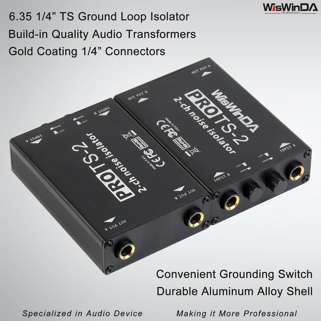 Alt view image 7 of 10 - WisWinDa Pro TS-2 Microphone Hum Eliminator 2 Channels 6.35 1/4inch Ground Loop Isolator for Microphone/Audio Player/Audio System etc Eliminate The Current Hum Noise (PRO TS/TRS-2)