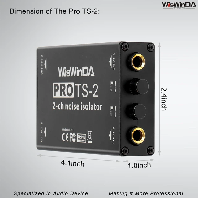 Alt view image 10 of 10 - WisWinDa Pro TS-2 Microphone Hum Eliminator 2 Channels 6.35 1/4inch Ground Loop Isolator for Microphone/Audio Player/Audio System etc Eliminate The Current Hum Noise (PRO TS/TRS-2)