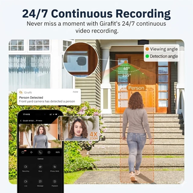 Alt view image 8 of 10 - Girafit 3MP 2K Window Camera,2.4GHz & 5GHz WiFi Indoor Cameras for Home Security with ChroMax Al Color Night Vision,Person & Motion Detection,24/7 Recording,Easy & Quick Install