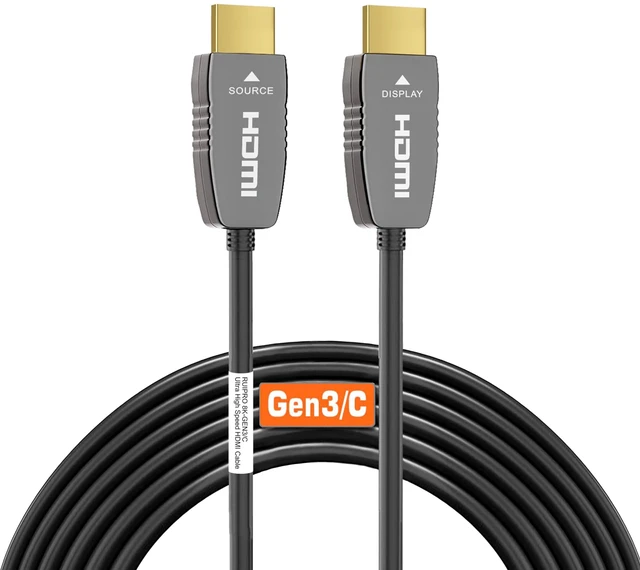 Alt view image 6 of 10 - RUIPRO 8K HDMI Ultra High Speed Latest 2.1b Certified Fiber Optic Cable CL2 Rated 33 Feet 8K60Hz 4K120Hz 48Gbps eARC HDR HDCP2.3 for RTX4080/4090/3080/3090 Xbox PS5 AVR Projector LG/Samsung/Sony