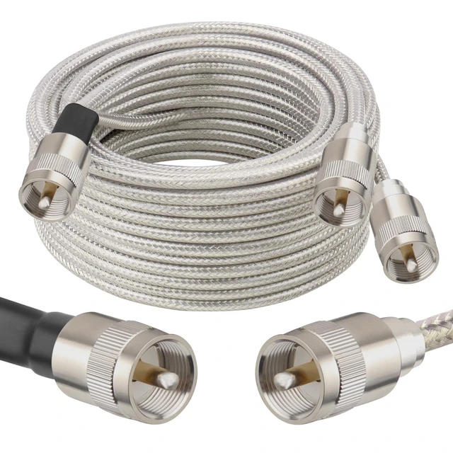Alt view image 11 of 12 - MOOKEERF Dual CB Antenna Coax Cable 18FT,Low Loss RG8X Stranded Core Co-Phase CB Coax Cable with3 PL-259 Connectors - 18 Foot