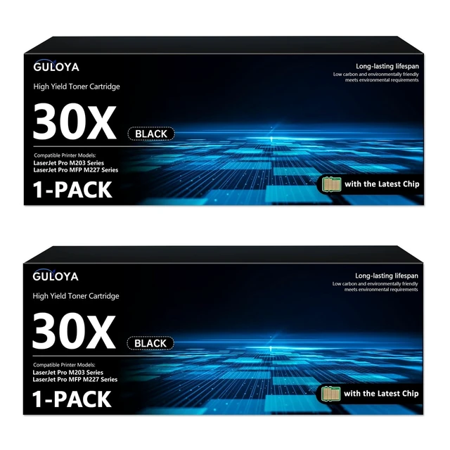Alt view image 11 of 12 - 30X CF230X Black Toner Cartridge High Yield 2-Pack with Chip: 30X Toner Cartridge Replacement for HP30X CF230X Black Toner Works with Laser Pro M203dn M203dw Pro MFP M227fdn M227sdn M227fdw Printer