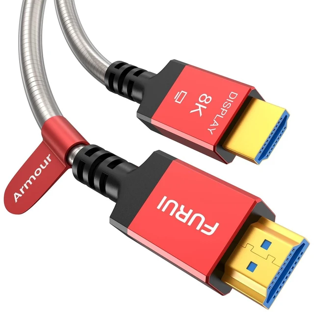 Alt view image 6 of 10 - FURUI Fiber Optic HDMI 2.1 Cable 50 FT, in Wall - 48Gbps Outdoor Armoured HDMI 2.1 Cable 8K@60Hz,4K@120Hz Dynamic HDR, eARC for RTX 3080/3090 Xbox Series X PS5 Denon AV Receiver LG Samsung Sony TV