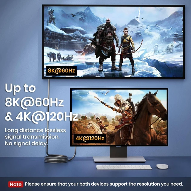Alt view image 9 of 10 - FURUI Fiber Optic HDMI 2.1 Cable 50 FT, in Wall - 48Gbps Outdoor Armoured HDMI 2.1 Cable 8K@60Hz,4K@120Hz Dynamic HDR, eARC for RTX 3080/3090 Xbox Series X PS5 Denon AV Receiver LG Samsung Sony TV