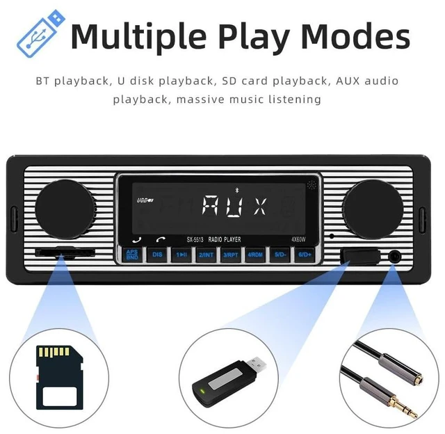 Alt view image 10 of 10 - Single Din Car Radio Classic FM Radio,Bluetooth Car Stereo,Hands Free Calling, Aux-in,USB Playback,SD,Car MP3,Push to Talk Assistant,Digital Media Receiver