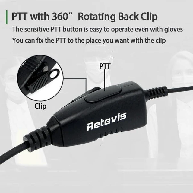 Alt view image 10 of 10 - Retevis Case of 10, Walkie Talkies Earpiece with Mic 2 Pin D-Type Headset for H-777 RT22 RT21 RT86S, Compatible with Pxton, Baofeng BF-888S, Kenwood Walkie Talkies, Walkie Talkie Earpiece(10 Pack)