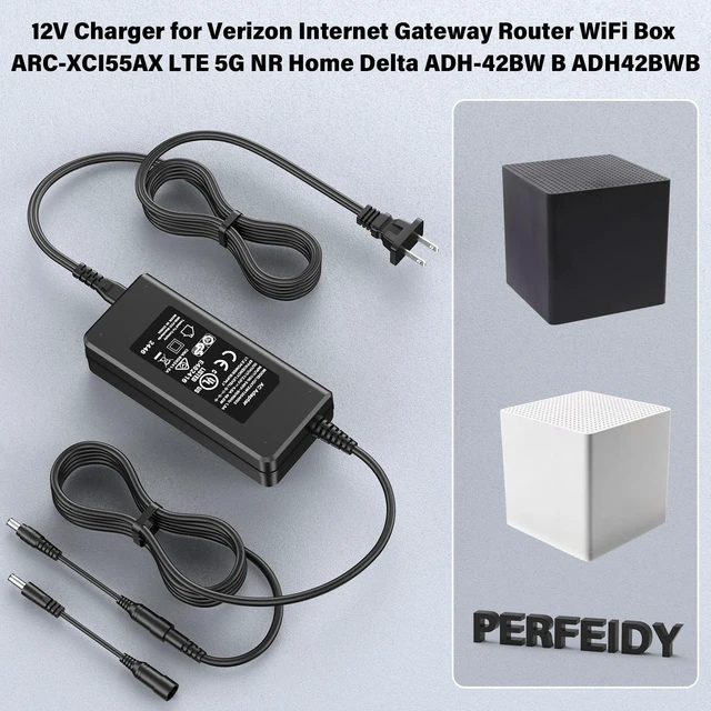 Alt view image 7 of 10 - 12V Charger for Verizon Internet Gateway Router WiFi Box ARC-XCI55AX LTE 5G NR Home Delta ADH-42BW B ADH42BWB,Perfeidy UL Power Cord for Verizon Router Supply