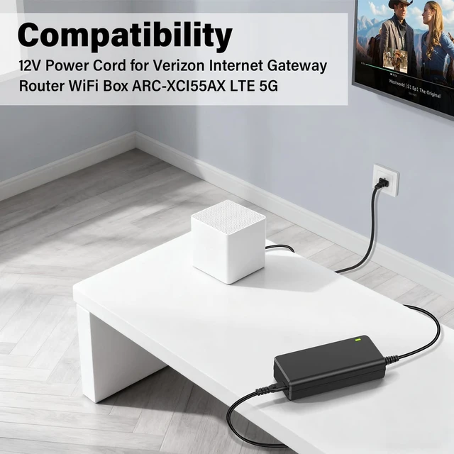 Alt view image 8 of 10 - 12V Charger for Verizon Internet Gateway Router WiFi Box ARC-XCI55AX LTE 5G NR Home Delta ADH-42BW B ADH42BWB,Perfeidy UL Power Cord for Verizon Router Supply