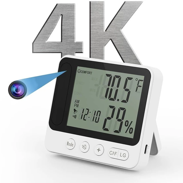 Alt view image 6 of 10 - MINI-Hidden-WIFI -Wireless-Secruity-Camera,4K Real FULL HD Nanny Cam With Hygrometer Thermometer Clock,Night Vision&Motion Detection Alerts.Mobile Phone APP Control,Support 2.4G &5G For Home Of