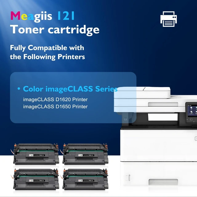 Alt view image 7 of 10 - Meagiis 121 Black Toner Cartridge Compatible Replacement for Canon 121 CRG121 CRG-121 High Yield Toner for Canon imageCLASS D1620 D1650 1620 1650 Printer Ink (Black, 4-Pack)