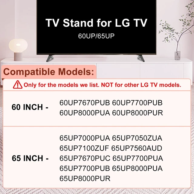 Alt view image 7 of 10 - 60 65 Inch 60UP/65UP Series TV Stand for LG TV Legs for 65UP7000 65UP7050ZUA 65UP7100ZUF 65UP7560AUD 65UP7700PUA 65UP8000PUA 60UP7670PUB 60UP7700PUB 60UP8000PUA Replacement Legs for LG TV with Screw