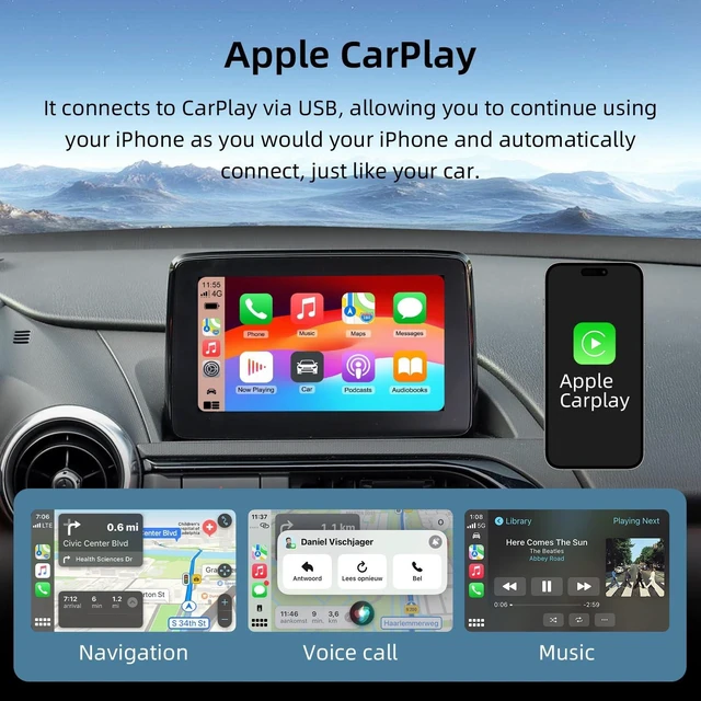 Alt view image 8 of 10 - LEXXSON Android Auto & Carplay Adapter for Mazda 2/3/6/CX3/CX5/CX8/CX9/MX5/FIAT124, Retrofit Kit for MZD Connect System 00008FZ34, TK78-66-9U0C