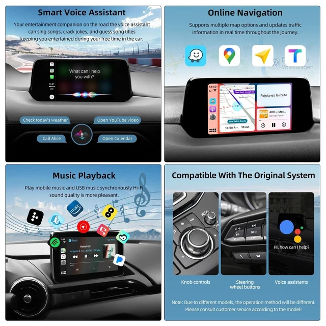 Alt view image 10 of 10 - LEXXSON Android Auto & Carplay Adapter for Mazda 2/3/6/CX3/CX5/CX8/CX9/MX5/FIAT124, Retrofit Kit for MZD Connect System 00008FZ34, TK78-66-9U0C