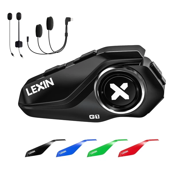Alt view image 6 of 10 - LEXIN G1 Motorcycle Bluetooth Headset, Helmet Speakers with 2 Type Mics, Hands-Free Call/Music/GPS, IP67 Waterproof Motorcycle Headphones with HD Stereo Loud Sound, 4 Color Faceplates, Single Use