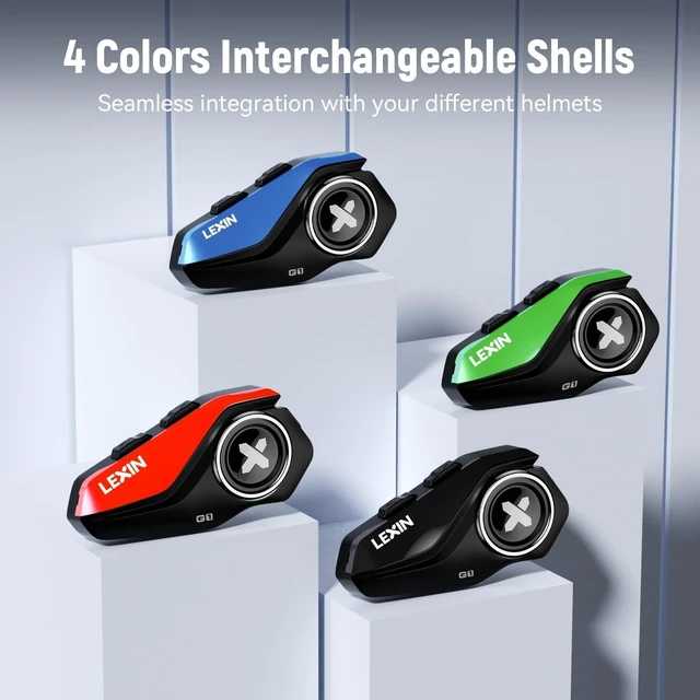 Alt view image 7 of 10 - LEXIN G1 Motorcycle Bluetooth Headset, Helmet Speakers with 2 Type Mics, Hands-Free Call/Music/GPS, IP67 Waterproof Motorcycle Headphones with HD Stereo Loud Sound, 4 Color Faceplates, Single Use