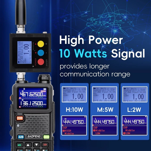 Alt view image 10 of 10 - Ham Radio BAOFENG Radio 5RM 10W Handheld Long Range Walkie Talkies NOAA Emergency Two Way Radio with 999CH, USB-C 2500mAh Battery, 6.1" &15.12" 771 Antenna for Survival Gear Hunting Camping -1 Pack