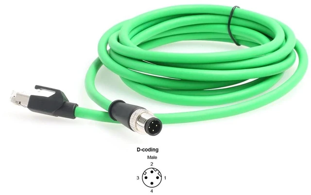 Alt view image 10 of 10 - HangTon Ethernet Cable M12 4 Pin D-Coded to RJ45 CAT5e Network for Omron Keyence IV2 Sick Datalogic Matrix Camera Sensor Vision Reader 3m