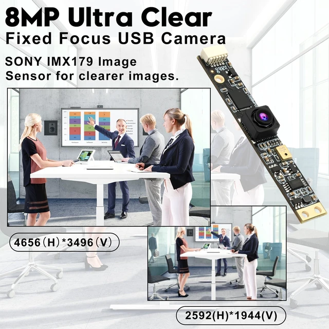 Alt view image 7 of 10 - ELP 8mp USB Camera Module with Microphone 4K PC Camera for Computer 2448P Lightburn Camera for Laser Engraver Mini Strip Web Camera CCTV USB Security Camera for Raspberry Pi (102 no Distortion Lens)