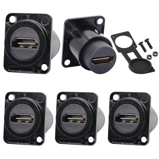 Alt view image 6 of 10 - PENGLIN 5PCS HDMI Panel Mount Adapter 4K@60Hz,HDMI 2.0 Panel Threaded Fixed Mount Coupler Female to Female for TV Monitor Projector