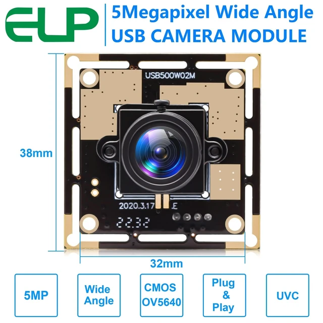 Alt view image 7 of 10 - ELP 5mp HD USB Camera Module for Computer Mini UVC USB2.0 Video Embedded Webcam Board with 2.8mm Lens OV5640 Laser Engraver Lightburn Camera,3.3ft/1m Cable for PC, Laptop, Jetson Nano