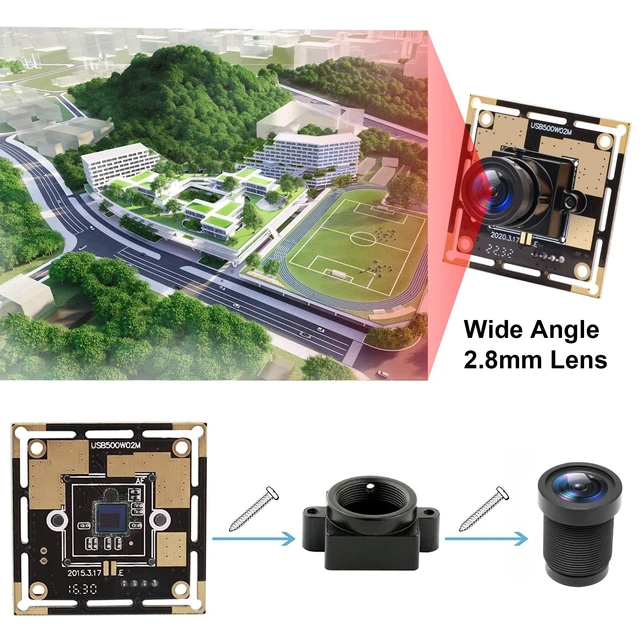 Alt view image 8 of 10 - ELP 5mp HD USB Camera Module for Computer Mini UVC USB2.0 Video Embedded Webcam Board with 2.8mm Lens OV5640 Laser Engraver Lightburn Camera,3.3ft/1m Cable for PC, Laptop, Jetson Nano