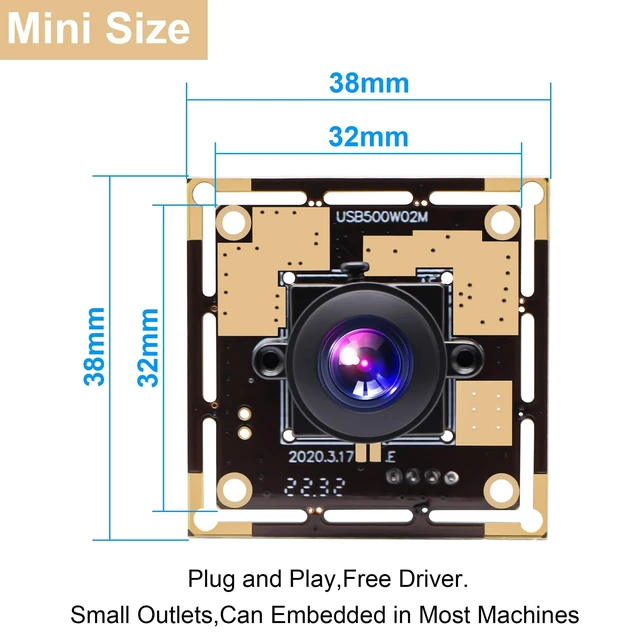 Alt view image 9 of 10 - ELP 5mp HD USB Camera Module for Computer Mini UVC USB2.0 Video Embedded Webcam Board with 2.8mm Lens OV5640 Laser Engraver Lightburn Camera,3.3ft/1m Cable for PC, Laptop, Jetson Nano