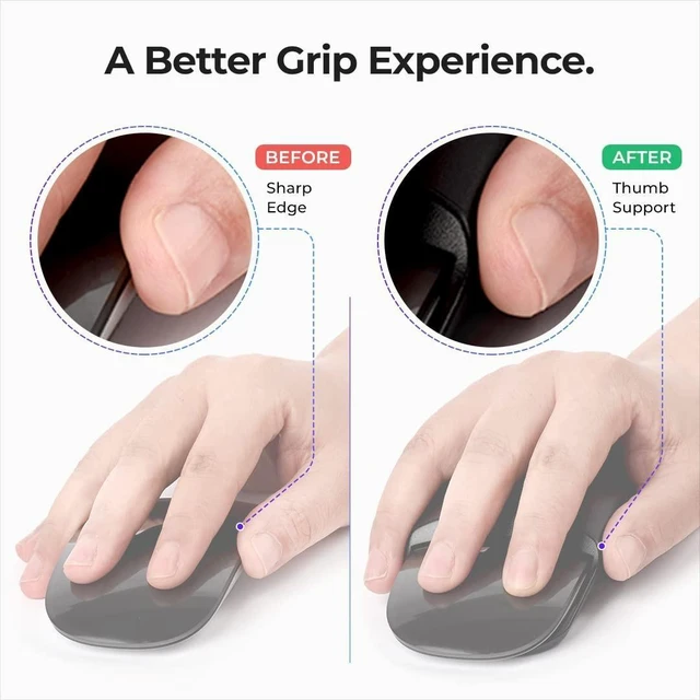 Alt view image 8 of 10 - Ascrono Mouse Grip - Perfect Accessory for Apple Magic Mouse 2 - Ergonomic Grip, Enhanced Comfort, Optimal Control, and Added Protection in Black