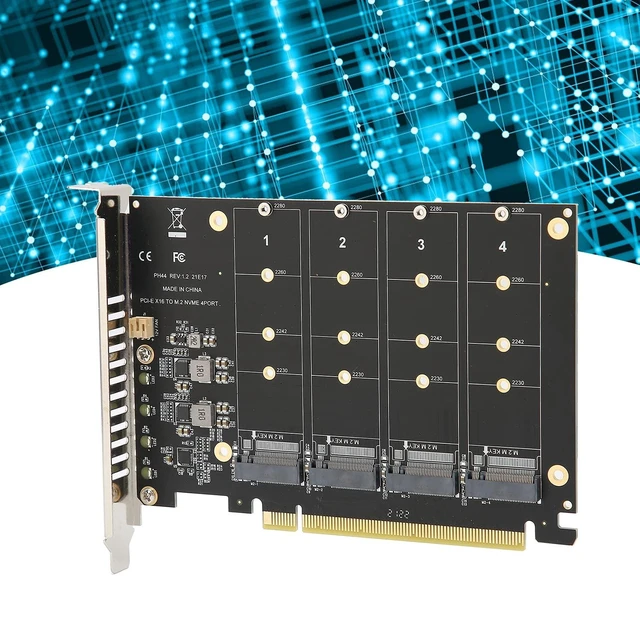 Alt view image 8 of 10 - Zunate M.2 NVME to PCIe X16 Adapter, M Key Hard Drive Converter Reader Expansion Card, 4 Port NVMe to PCI-e Host Controller Expansion Card (ph44)