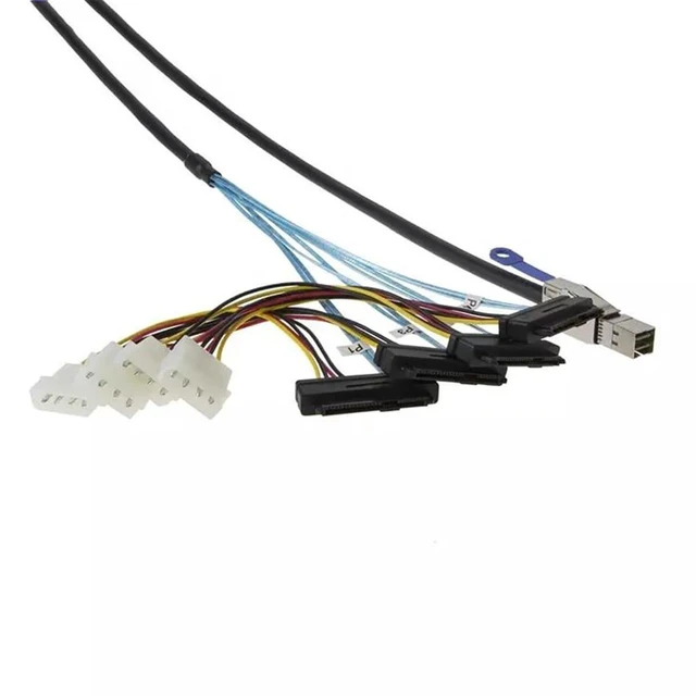 Alt view image 8 of 8 - AoQhir Mini SAS HD SFF 8644 to 4* SAS 8482 29P Server Cable with Power 6Gbps High Speed 28AWG Copper Wire Data Transfer Cord (2M)