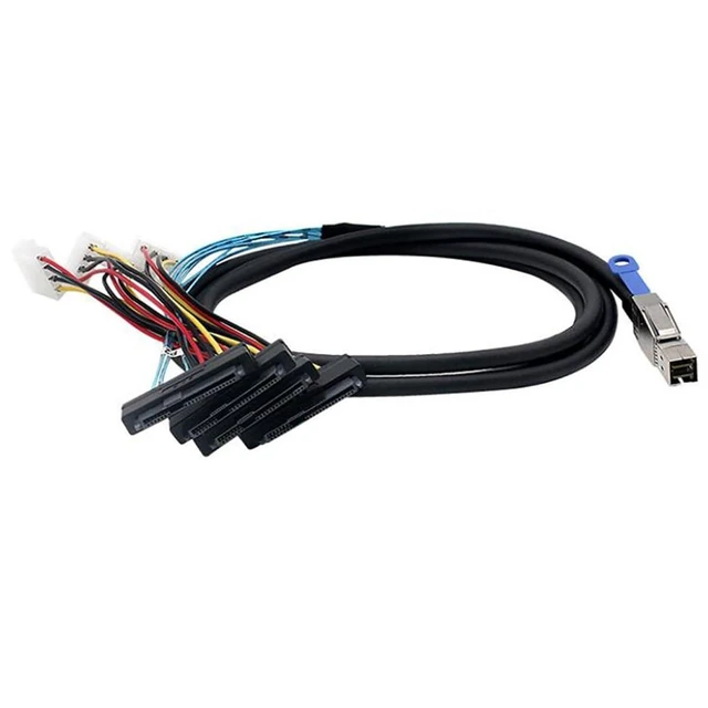 Alt view image 6 of 8 - AoQhir Mini SAS HD SFF 8644 to 4* SAS 8482 29P Server Cable with Power 6Gbps High Speed 28AWG Copper Wire Data Transfer Cord (2M)