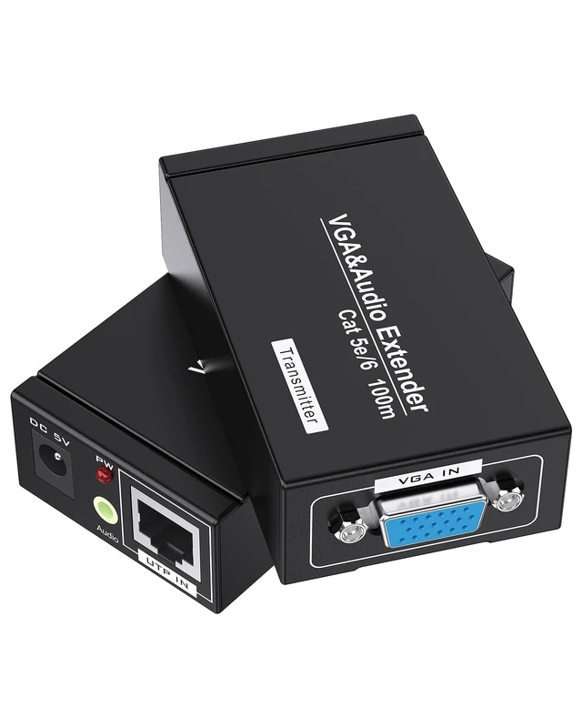 Alt view image 6 of 10 - VGA Over Ethernet, Jaremite VGA Extender to Cat5e Cat6 Ethernet Cable, VGA Transmitter Receiver (328ft/100m, Sender+Receiver)