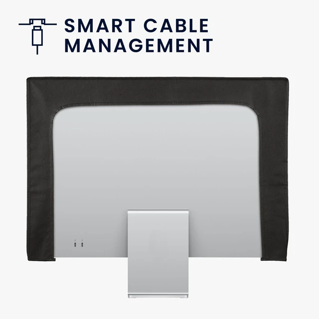 Alt view image 7 of 10 - kwmobile Monitor Cover Compatible with 27-28" monitor - Dust Cover Computer Screen Protector - Black