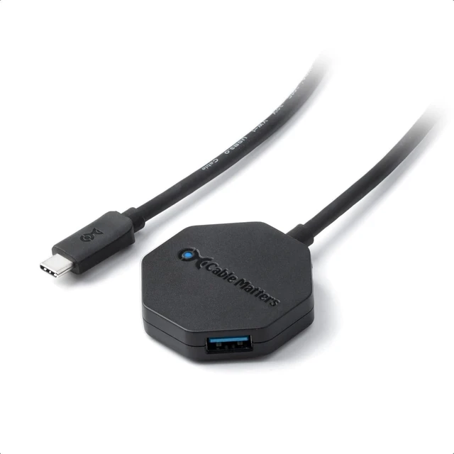 Alt view image 14 of 14 - Cable Matters Ultra Mini 4 Port USB C Hub with Long 4 ft Extension Cable Tail (USB C to USB Hub, USB C Hub Long Cord, USB Type C Hub) in Black - Thunderbolt 4 / USB4 / Thunderbolt 3 Port Compatible