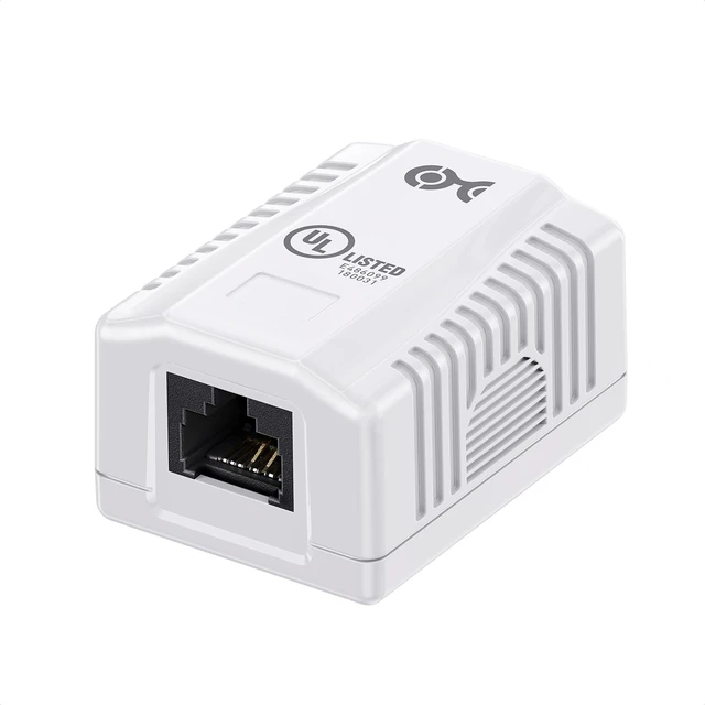 Alt view image 7 of 10 - Cable Matters UL Listed Cat6 10-Pack RJ45 Surface Mount Box - 1 Port in White (Cat6 Ethernet Mount Box)