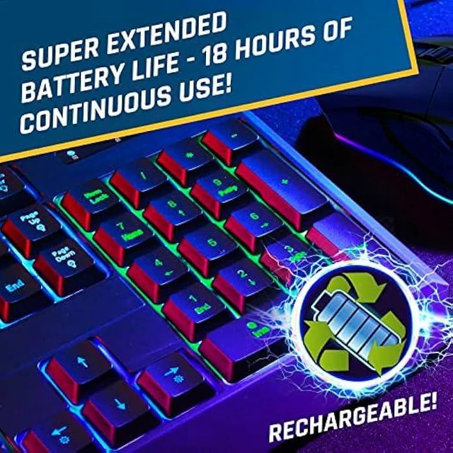 Alt view image 11 of 12 - KLIM Blaze & Chroma Wireless Bundle - New 2023 - Wireless Gaming Keyboard and Mouse Combo - Responsive Durable Ergonomic - Backlit Keyboard - RGB Gaming Mouse Wireless - Long-Lasting Built-in Battery