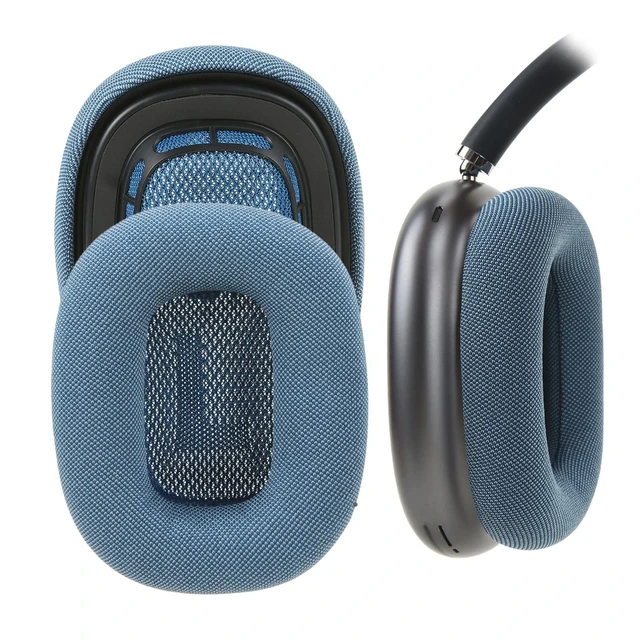 Alt view image 6 of 10 - Earrock Upgraded Silicone Ear Cushions for AirPods Max Headphones, Mesh Fabric Covered Ear Pads with Silicone & Memory Foam and Magnet (Sky Blue)