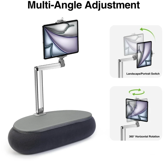 Alt view image 9 of 10 - elitehood Tall Tablet Pillow Stand, Long Arm Adjustable Kindle Pillow Holder for Reading in Bed, 360Rotation iPad Stand for Lap Compatible with 6 - 13 iPad Air Mini Pro iPhone Kindle Cell Phone