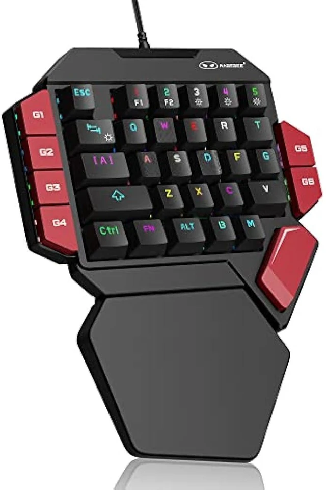 Alt view image 8 of 14 - MageGee One Handed Professional Gaming Keyboard, RGB Backlit 35 Keys Mini Wired Mechanical Keyboard with Blue Switch for PC Gamer, Support 6 Macro Keys - Black/Red
