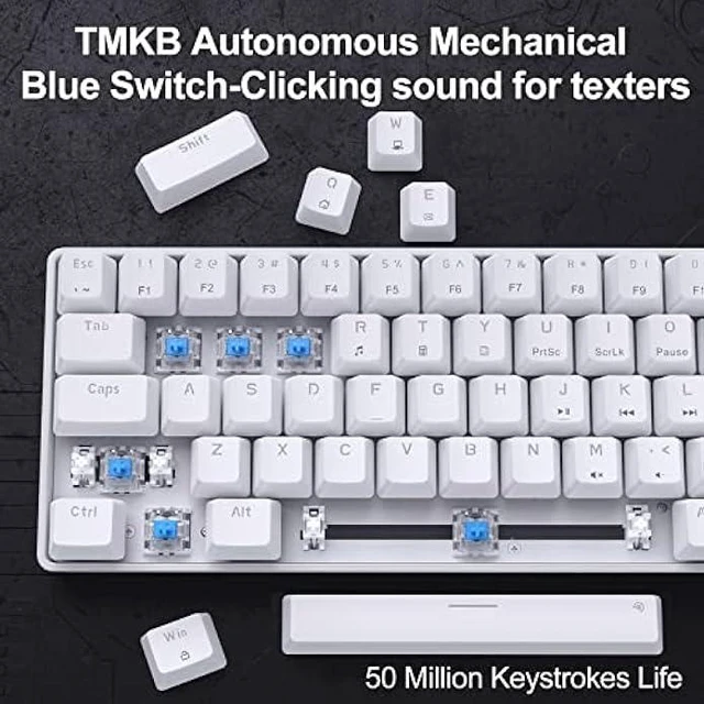 Alt view image 9 of 12 - DIERYA T68SE 60% Gaming Mechanical Keyboard,Ultra Compact Mini 68 Key with Blue Switches Wired Keyboard,Anti-Ghosting Keys, for Windows Laptops and PC Gamers,White