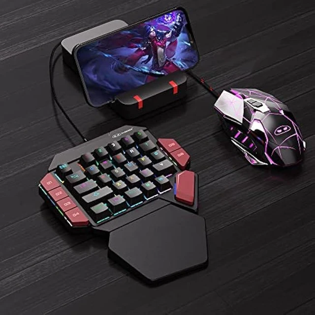 Alt view image 13 of 14 - MageGee One Handed Professional Gaming Keyboard, RGB Backlit 35 Keys Mini Wired Mechanical Keyboard with Blue Switch for PC Gamer, Support 6 Macro Keys - Black/Red