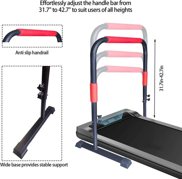 Alt view image 9 of 12 - Adjustable Handle Bar for Walking Pad Only - Max Height 43", Compatible with 23" Walking Pad, Heavy-Duty Steel Frame w/Non-Slip Base