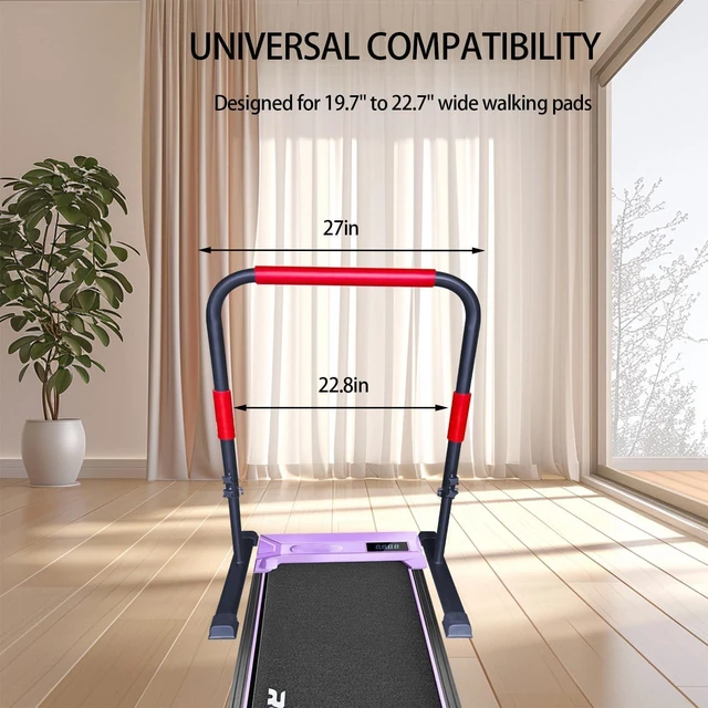 Alt view image 10 of 12 - Adjustable Handle Bar for Walking Pad Only - Max Height 43", Compatible with 23" Walking Pad, Heavy-Duty Steel Frame w/Non-Slip Base