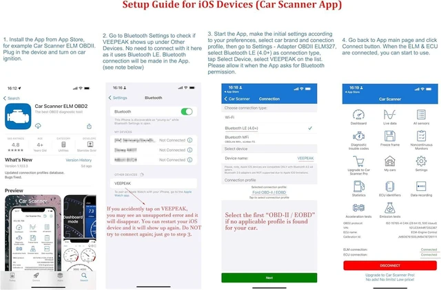 Alt view image 13 of 14 - Veepeak OBDCheck BLE+ Bluetooth 4.0 OBD II Scanner for iOS & Android, Car Diagnostic Code Reader Scan Tool for Universal OBDII/EOBD Vehicles