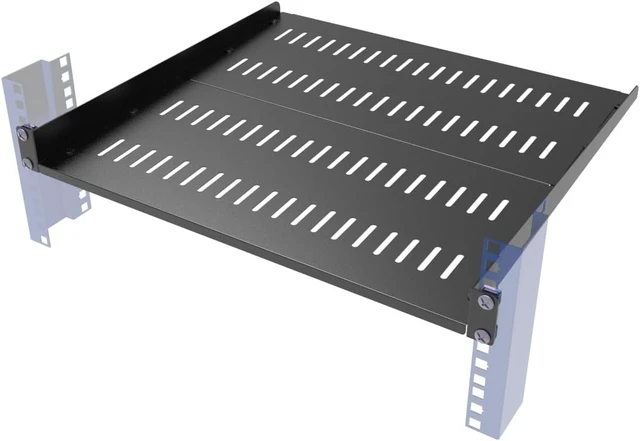 Alt view image 8 of 14 - JINGCHENGMEI 1U Server Rack Shelf, Universal Vented Rack Mount Cantilever Tray Deep Adjustable 16-20 inches for 19 Inch Networking Equipments Rack Enclosure, Black (1U16In)