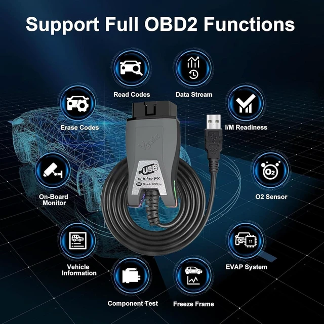 Alt view image 14 of 14 - V-gate vLinker FS USB OBD2 Adapter Diagnostic Tool for FORScan HS/MS-CAN Car Auto Switch, ECU Programming & Modification, Hacker-Proof, Unlock Advanced and Hidden Functions