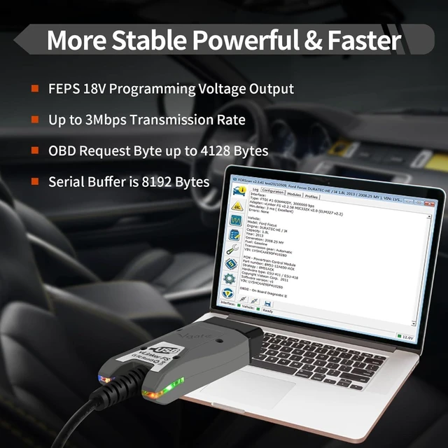 Alt view image 10 of 14 - V-gate vLinker FS USB OBD2 Adapter Diagnostic Tool for FORScan HS/MS-CAN Car Auto Switch, ECU Programming & Modification, Hacker-Proof, Unlock Advanced and Hidden Functions