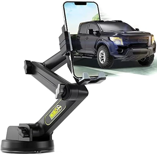 Alt view image 7 of 12 - Truckules Truck Phone Holder Mount Heavy Duty Cell Phone Holder for Truck Dashboard Windshield 16.9 inch Long Arm, Super Suction Cup & Stable, Compatible with iPhone & Samsung, Gray, Pickup Truck
