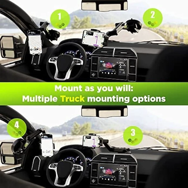 Alt view image 8 of 12 - Truckules Truck Phone Holder Mount Heavy Duty Cell Phone Holder for Truck Dashboard Windshield 16.9 inch Long Arm, Super Suction Cup & Stable, Compatible with iPhone & Samsung, Gray, Pickup Truck