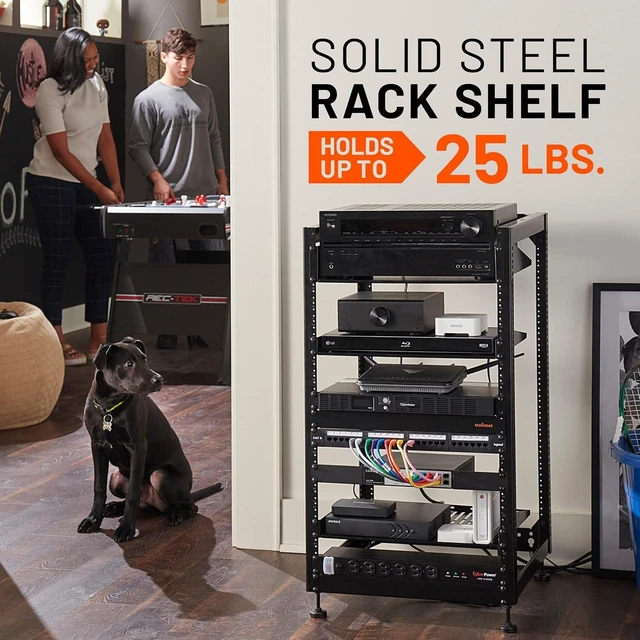 Alt view image 9 of 14 - ECHOGEAR 1U Rack Shelf - Universal Design Works with Any Rack - Holds 25lbs of Servers, Network Gear, or AV Equipment - 12" Deep Steel Shelf with Ventilated Design - Install Hardware Included